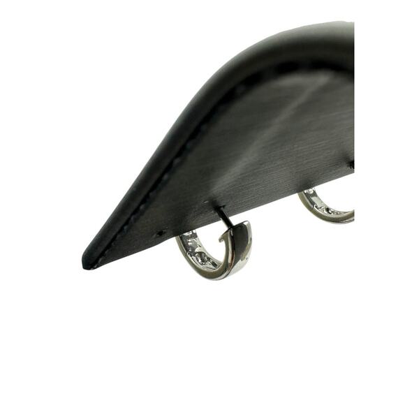 Shane Co. 14K White Gold Diamon & Red Stone Mini Hoop Earrings (16204) - Picture 11 of 16